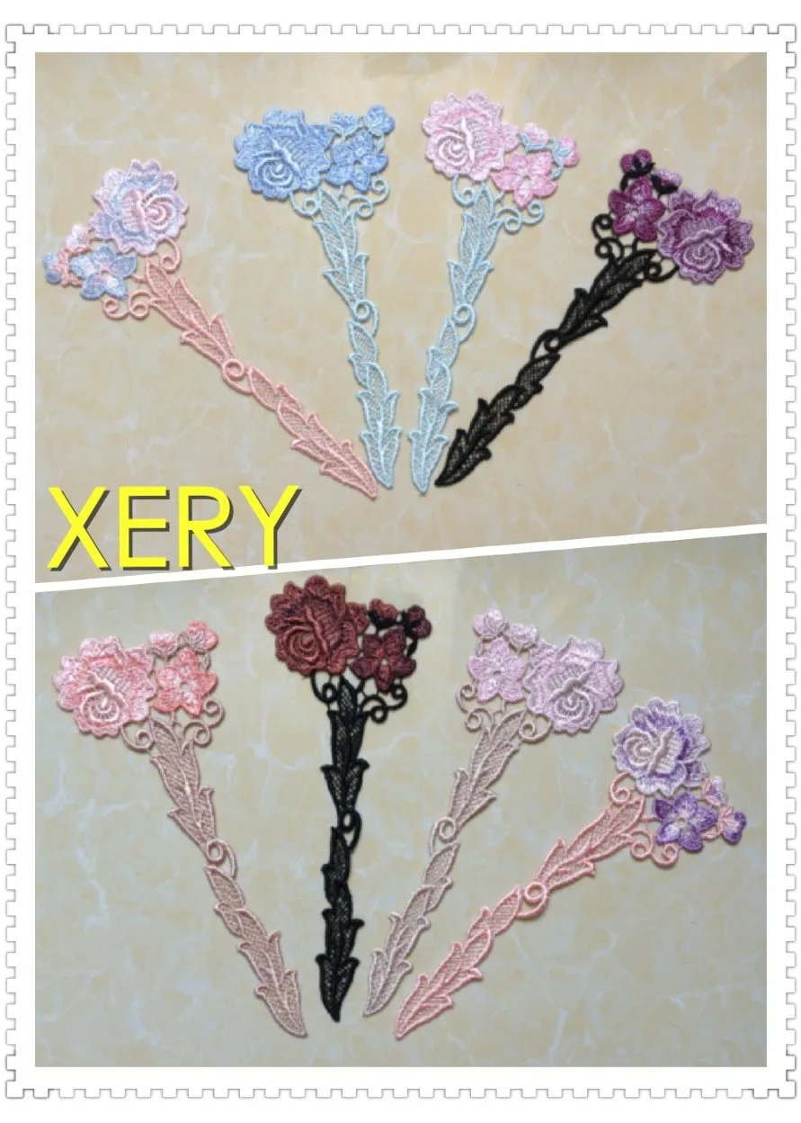 FREE SHIPPING 17*6.5cm high quality yarn embroidery Colorful lace patch,costume lace applique,fashion garment element,XERY14226A