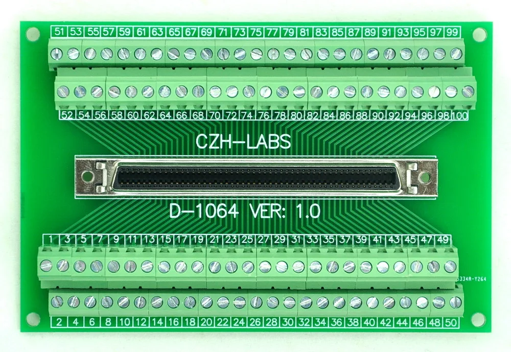 

100-pin 0.05" Mini D Ribbon/MDR Female Breakout Board, SCSI, Terminal Module.