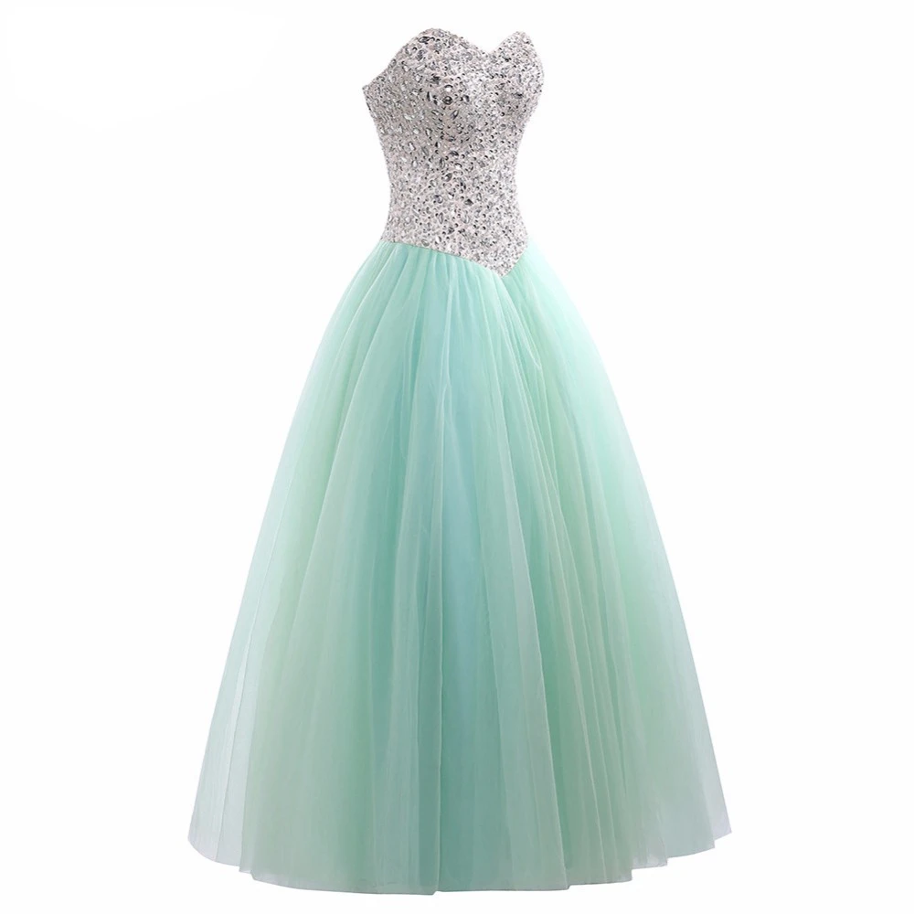 Angelsbridep Xanh Bạc Hà Bãi Biển Bóng Đồ Bầu Quinceanera Áo Pha Lê Voan Vestidos De 15 Anos Mới Vestidos De Quinceanera