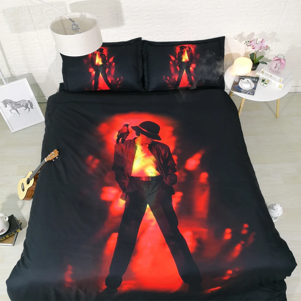 4 PCS PER SET Michael Jackson with Raven 3d bedding set