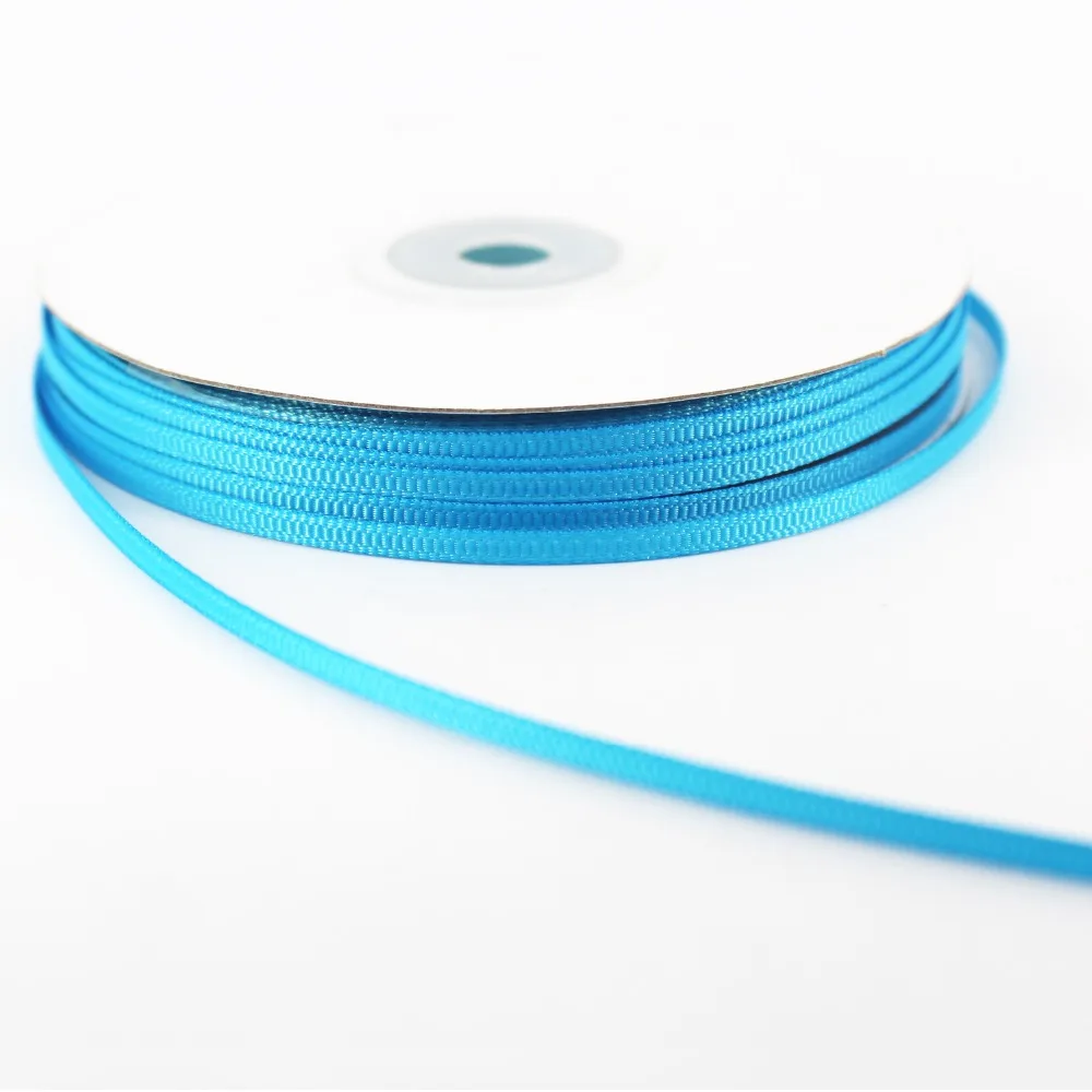 Island Blue Polyester Grosgrain Ribbon 1/8 Inch 3 MM For Home Wedding Handmade Gift DIY Crafts Tape Christmas Decoration