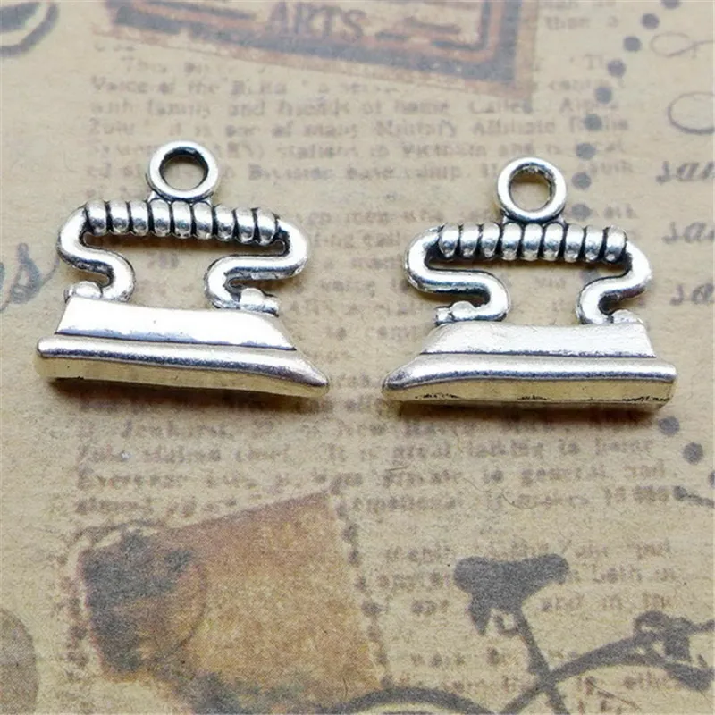 BULK 30 Zinc Alloy Antique Silver Plated Housekeeping Iron Charms Pendants for DIY Bracelet Jewelry Making 17*18mm 2.3g