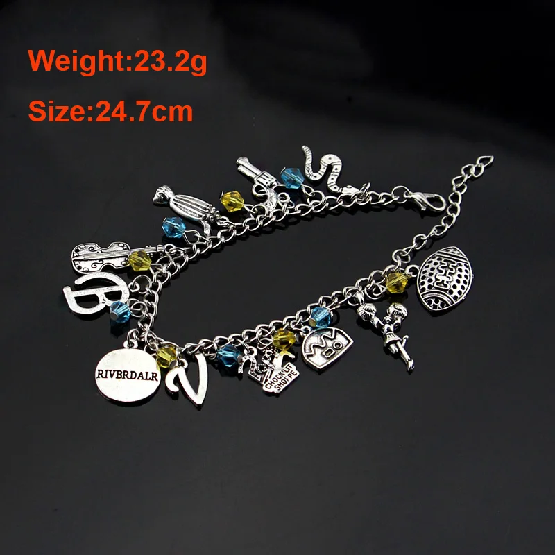 Riverdale TV Series Pop's Chock'lit Shoppe Logo Charm Bracelet Guitar Metal Pendant Bracelets Bangles For Men Women Gifts