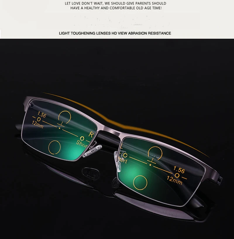CHASHMA Adjustable Vision Bifocal Transition Sun Photochromic Progressive Reading Glasses Multifocal Eyeglasses