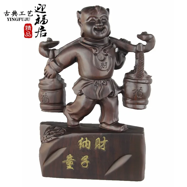 Figuras de madera de ébano de caoba talladas para chicos, adornos de joyería, menaje para el hogar, Wenwan boutique