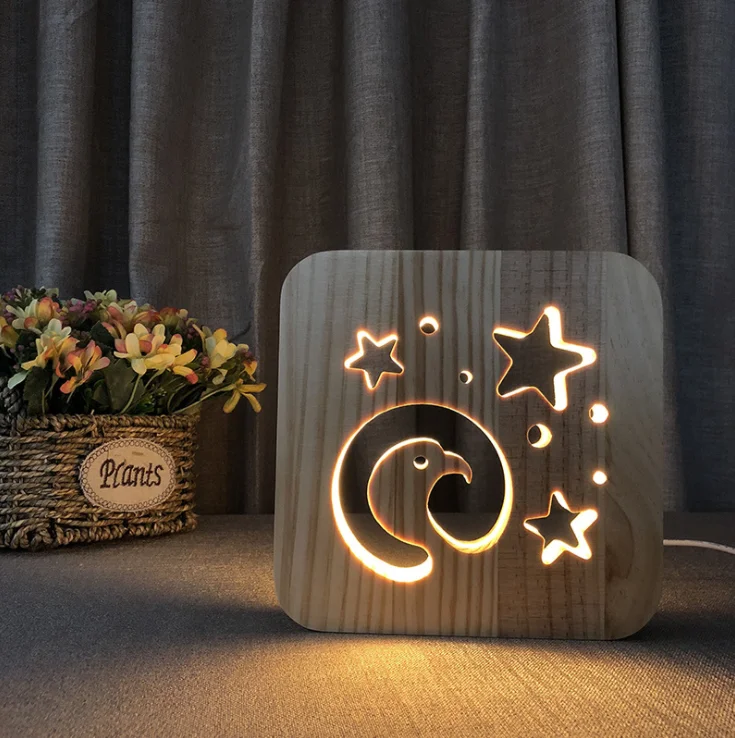 3d lâmpada usb alimentado luzes de mesa para o bebê natal presente do ano novo de madeira cão pata gato animal luz da noite buldogue francês luminaria