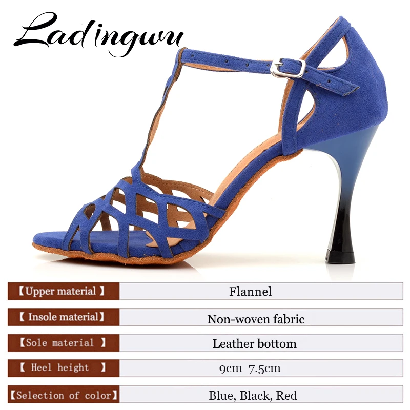 Ladingwu Dance Shoes Women Suede Blue Black Red Salsa Dance Shoes Tango Ballroom Latin Dance Shoes Ladys Girls High-end custom h