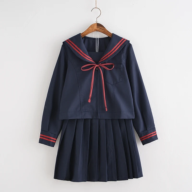 Costume de marin de la marine japonaise à manches longues, uniforme de service de classe chargé pour étudiants, uniforme jk, costume jupe plissée