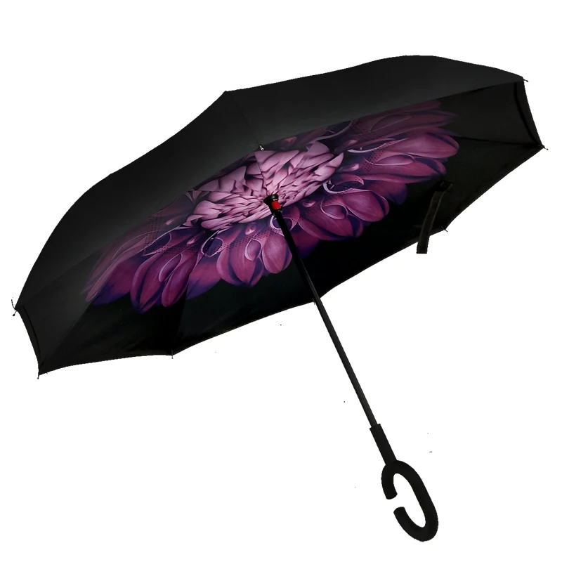 Paraguas Guarda Chuva Invertido Inverted Reverse Car Stand Windproof Rain Upside Down Umbrella Woman C Handle