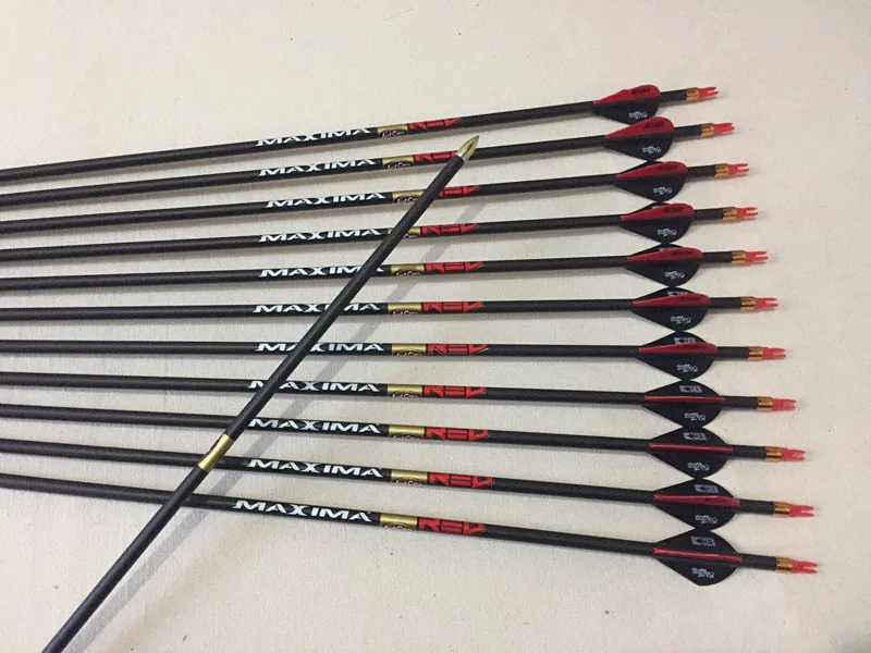 

12pcs Hunting Carbon Arrows 3K Weave Spine340 ID6.2mm For Compound Bow Shooting