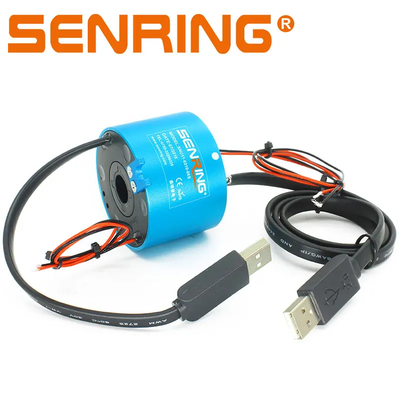 

Through hole USB slip ring with 2 circuits 10A hollow shaft 12.7mm