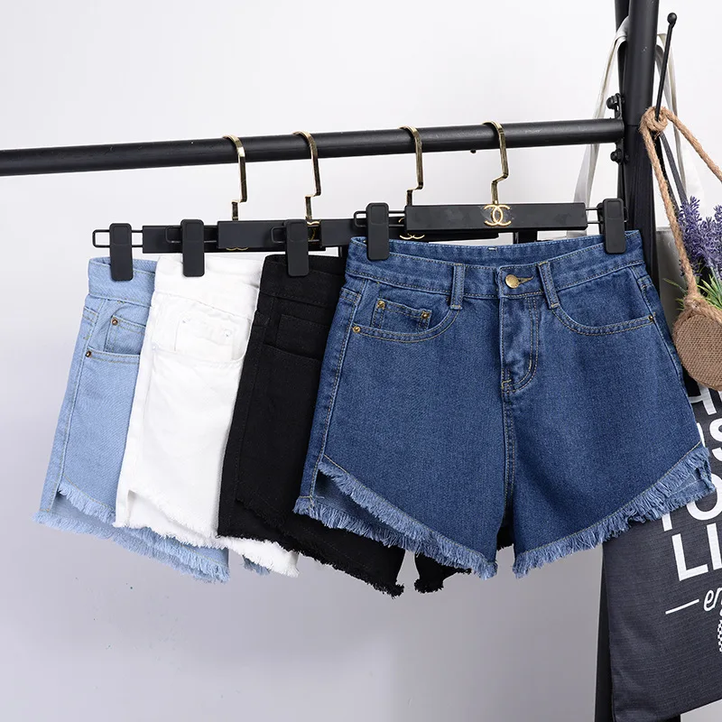 

S-XXL Size Women Summer High Waisted Denim Shorts Loose Ripped Tassel Lace Up Feminino Ladies Harajuku Slim Casual Short Jeans