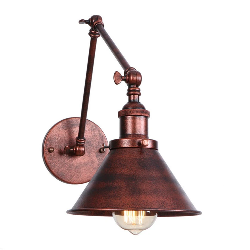 Industrial Sconce Wall lights Vintage E27 Home Bedroom Indoor corridor Long Arm Retro Wall Lamp Led Wandlamp Black Copper