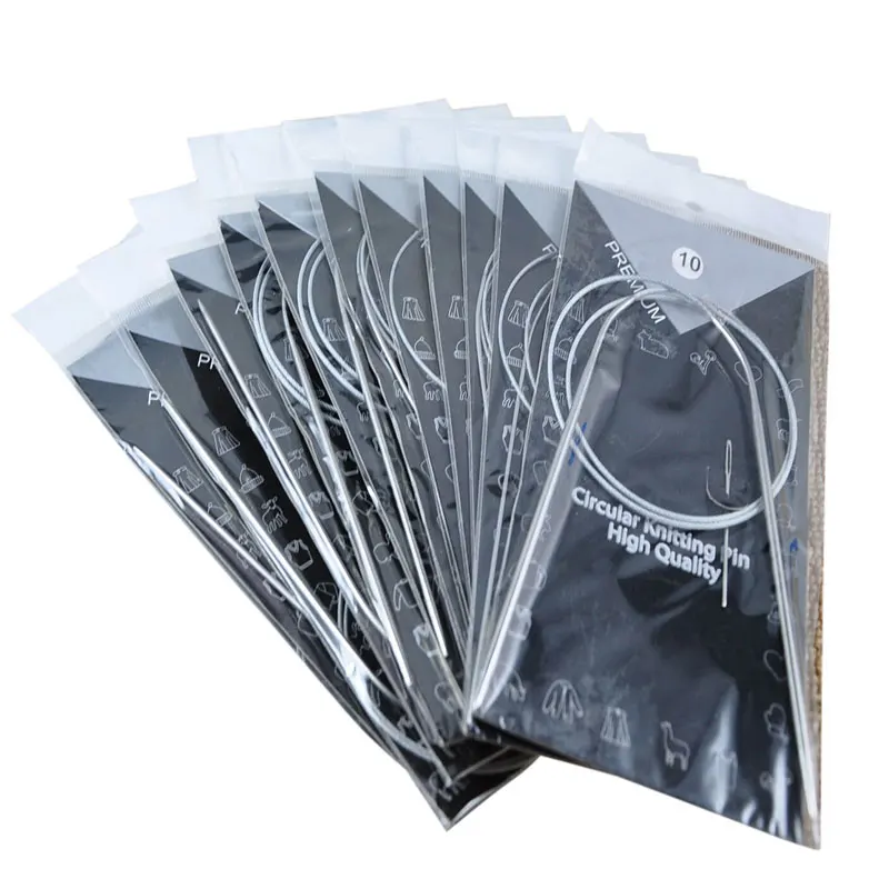 11Pcs 80cm ferri da maglia circolari ferri da maglia all'uncinetto in acciaio inossidabile perni per tessitura all'uncinetto strumenti per ricamo