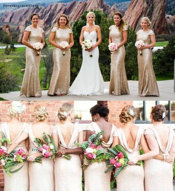 

Bohemian Bridesmaid Dresses 2019 Sequins Long Summer Country Garden Formal Wedding Party Guest Maid of Honor Gowns Plus Size