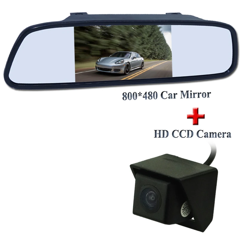 2in1 CCD car rear view parking camera for Ssangyong Kyron Rexton Korando Actyon car backup rearview camera + car mirror monitor