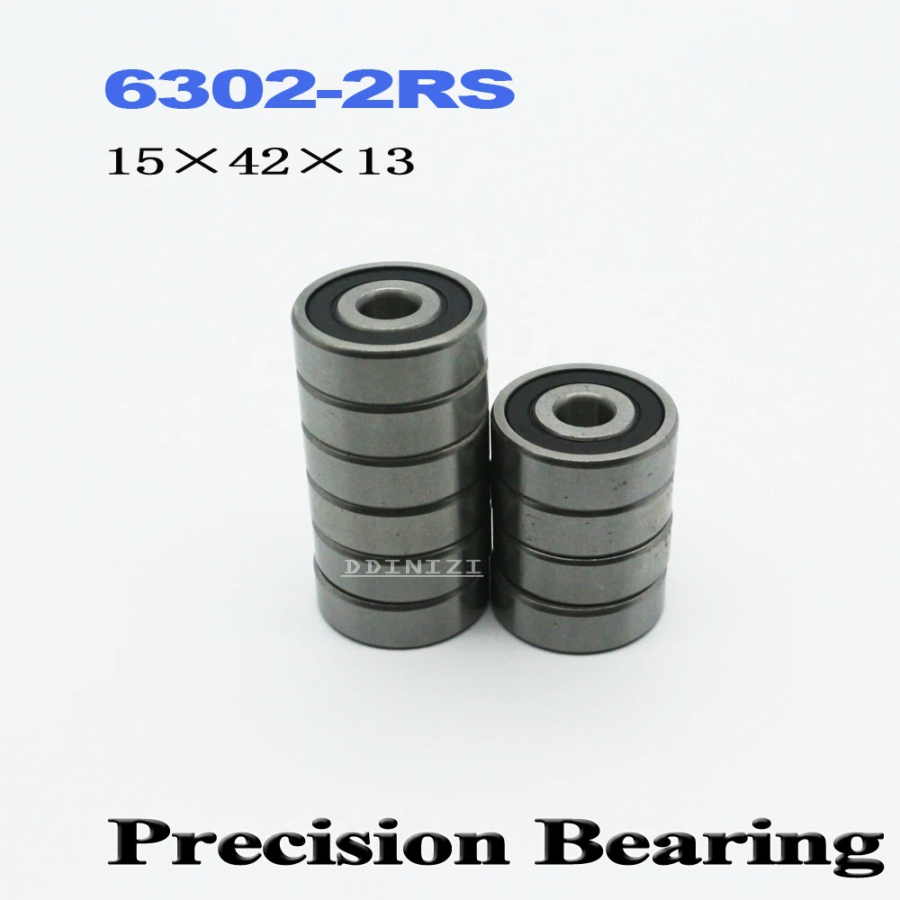 6302RS Bearing ABEC-3 15*42*13 mm Deep Groove 6302-2RS Ball Bearings 6302RZ 180302 RZ RS 6302 2RS EMQ Quality  (4 PCS)