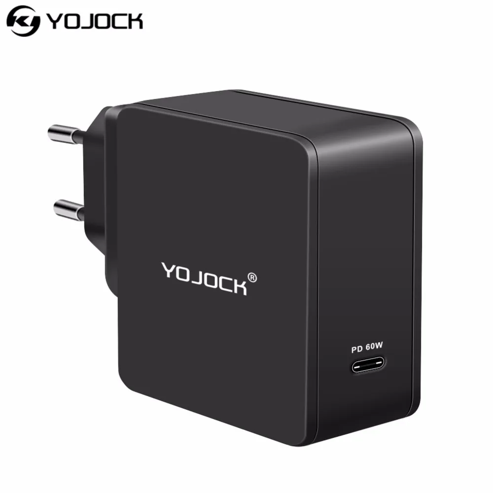 Yojock 60W USB Type-C Wall Charger Power Adapter with Power Delivery for Apple MacBook/iPhone X/8 Plus Xiaomi USB-C PD Charger