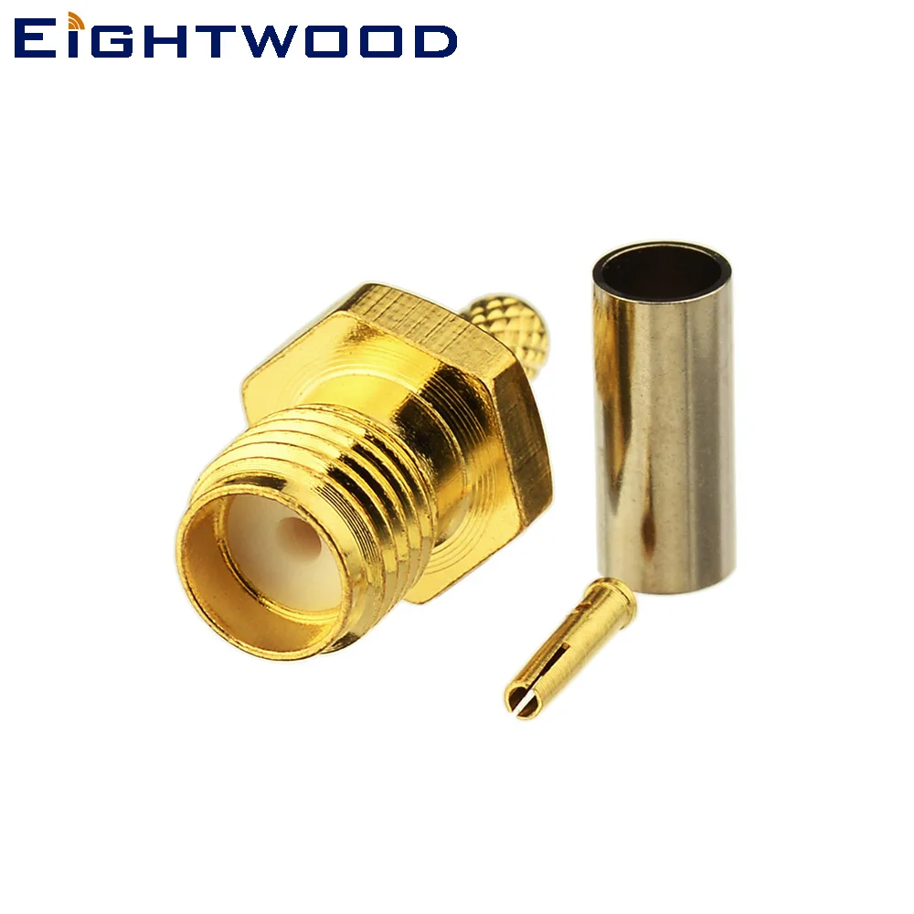 Eightwood 5PCS SMA Crimp Jack Female RF Coaxial Connector Adapter for LMR100, RG174,RG316 RG-188A Cable Straight