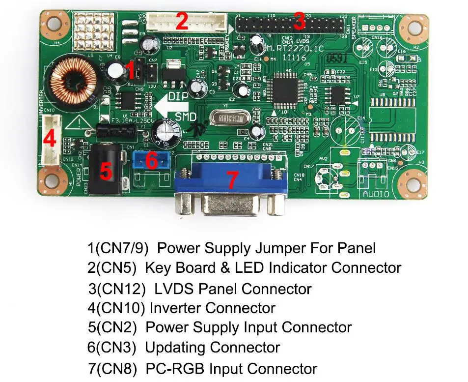 M.RT2270 For N154I2-L02 CLAA154WA05AN LCD/LED Controller Driver Board(VGA) 1280x800 LVDS Monitor Reuse Laptop