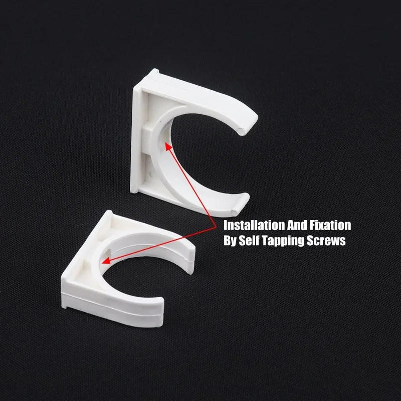 20pcs 20 25 32 40mm White PVC Pipe Clamp U Type Pipe Strap Wall Horse Riding Clip Pipeline Installation Fixing Convenient Quick