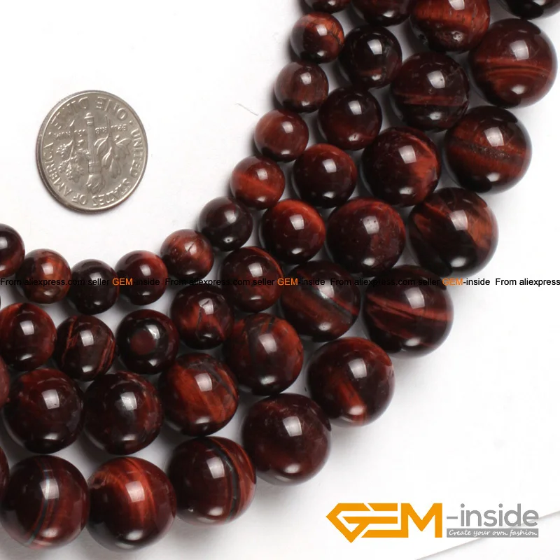 Natural Stone Red Tiger Eye Round Loose Beads For Jewelry Making Strand 15\