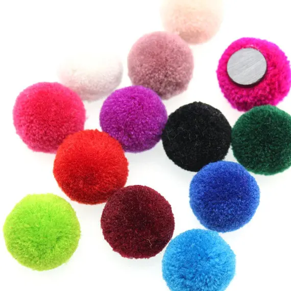 10pcs Pom Pom Magnets Meri Party Supplies, Cute Fridge & Refrigerator Magnet, Kids Board Supply, Family Chore Board size 1 inch