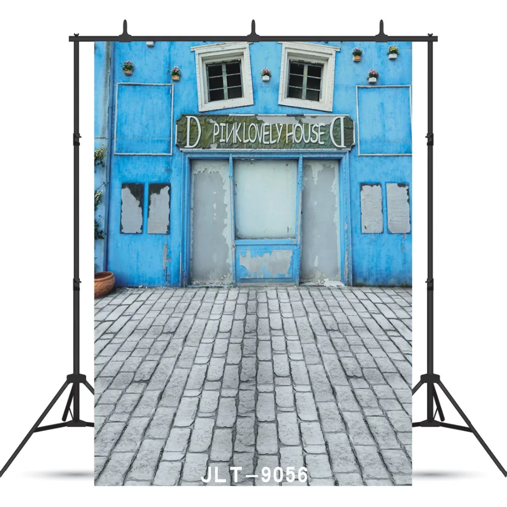 

Blue Wall Door Floor Vinyl Photography Background for Children Baby New Born Portrait Customized Backdrop Photo Studio Photocall