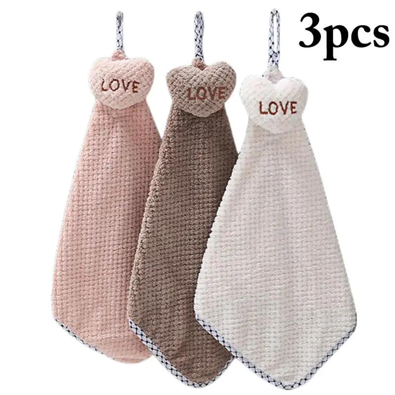 3Pcs/4Pcs Microfiber Kitchen Absorbent Towel Hand Towel Cute Smiling Star Wash Cloth Hanging Towel For Kitchen Bathroom