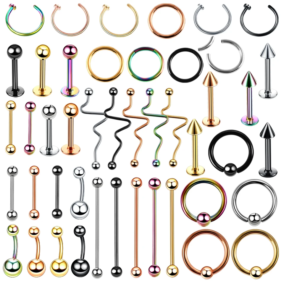 1Pc Nose Ring Ear Septum Hoop ZigZag Ear Tragus Cartliage Piercings Lip Tongue Belly Button Ring Helix Piercing Body Jewelry