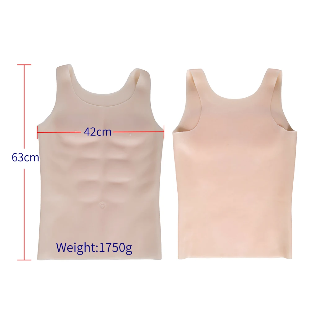 1750g White Silicone Fake Chest Thickness of Pectoral muscle 2.5cm Muscle Pecloralis Muscle cosplay Artificial Men Chest