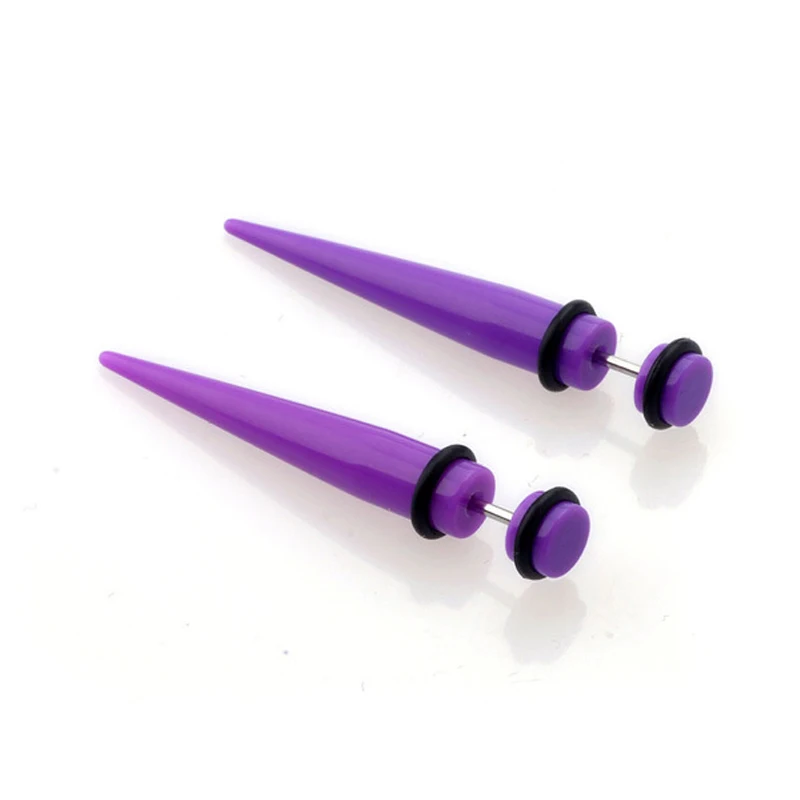 Alisouy 1 pair UV Acrylic Fake Ear Stretcher Earring Taper Spike Cheater Expandar Earrings Fashion Body ear Jewelry Piercing