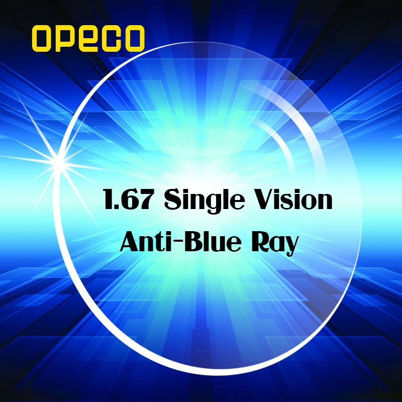 

Opeco 1.67 High Index Anti Blue Ray Single Vision Lenses Clear Color Radiation Prescription Myopia or Reading Eye Lens