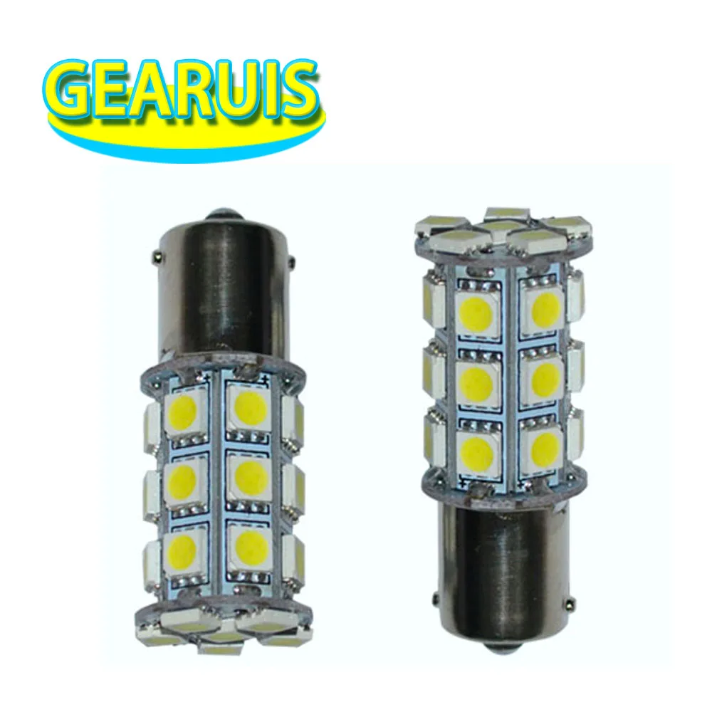 100X S25 1156 BA15S 27 SMD 5050 LED 27SMD 27LED Auto Car Turn Lamp Indicator Light Car Door Light Warm white 12V Light Bulbs