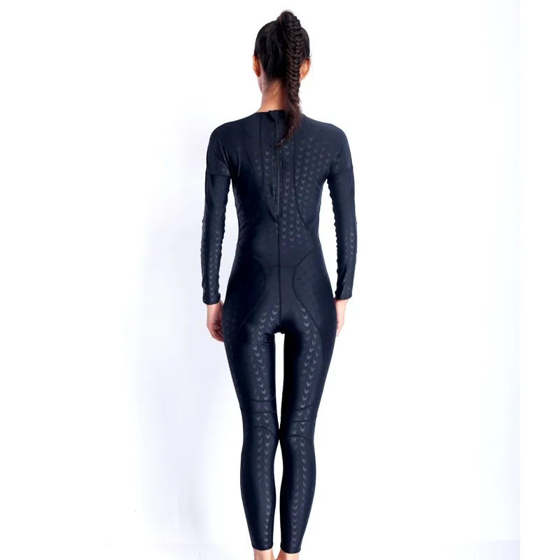 Hot sale! HXBY classic Sharkskin waterproof womens spandex bodysuit swimming wetsuits diving suit black jump suit