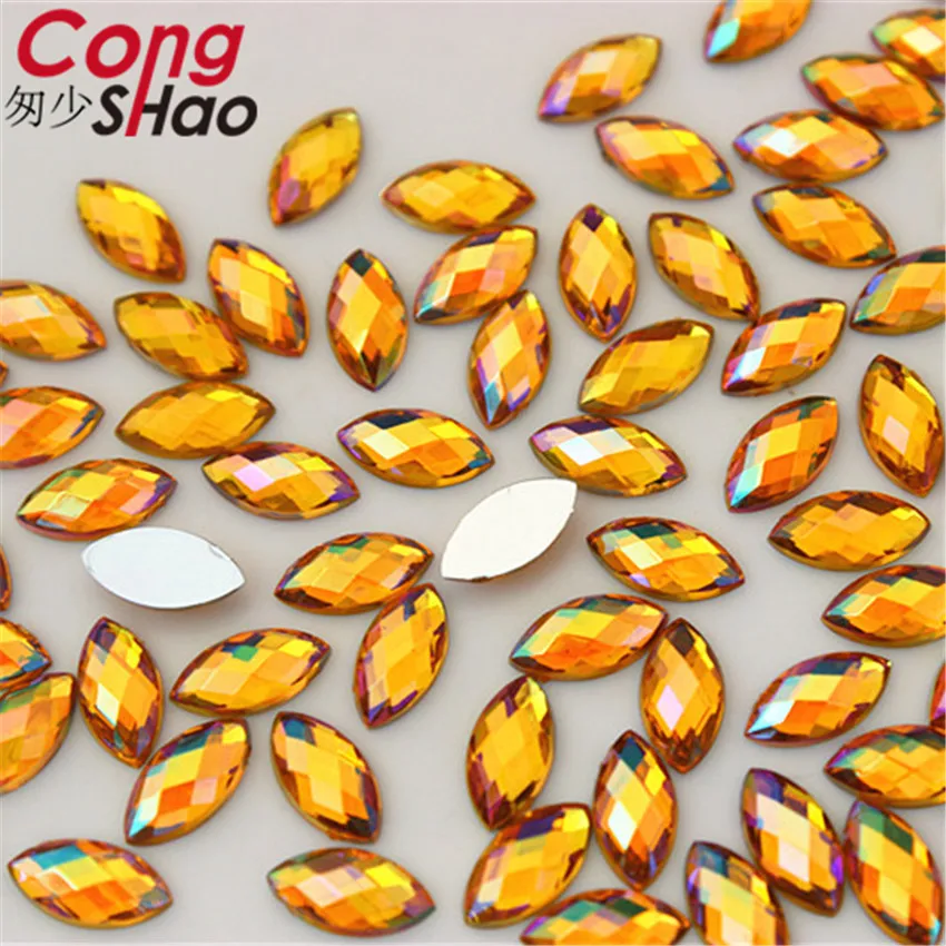 Cong Shao 200pcs 4*8mm AB Colorful Flatback Horse Eye Stone And Crystal Acrylic Rhinestones Trim Phone Costume Decoration ZZ730