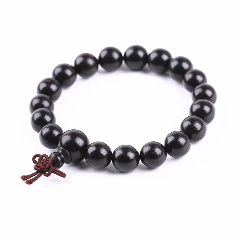 Natural Ebony Bracelets for Man Buddhist Black Sandalwood Prayer Hand Malas 10mm 12mm 15mm 18mm 20mm BRO571