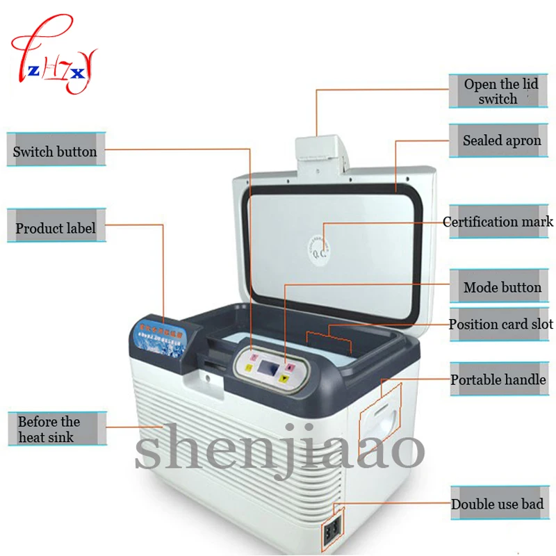 AC 220V  12L Portable Thermoelectric Cooling Drug Sperm & Pig Nursery / Rabbit / Tempered Mouse Cool Box Car Fridge Freezer