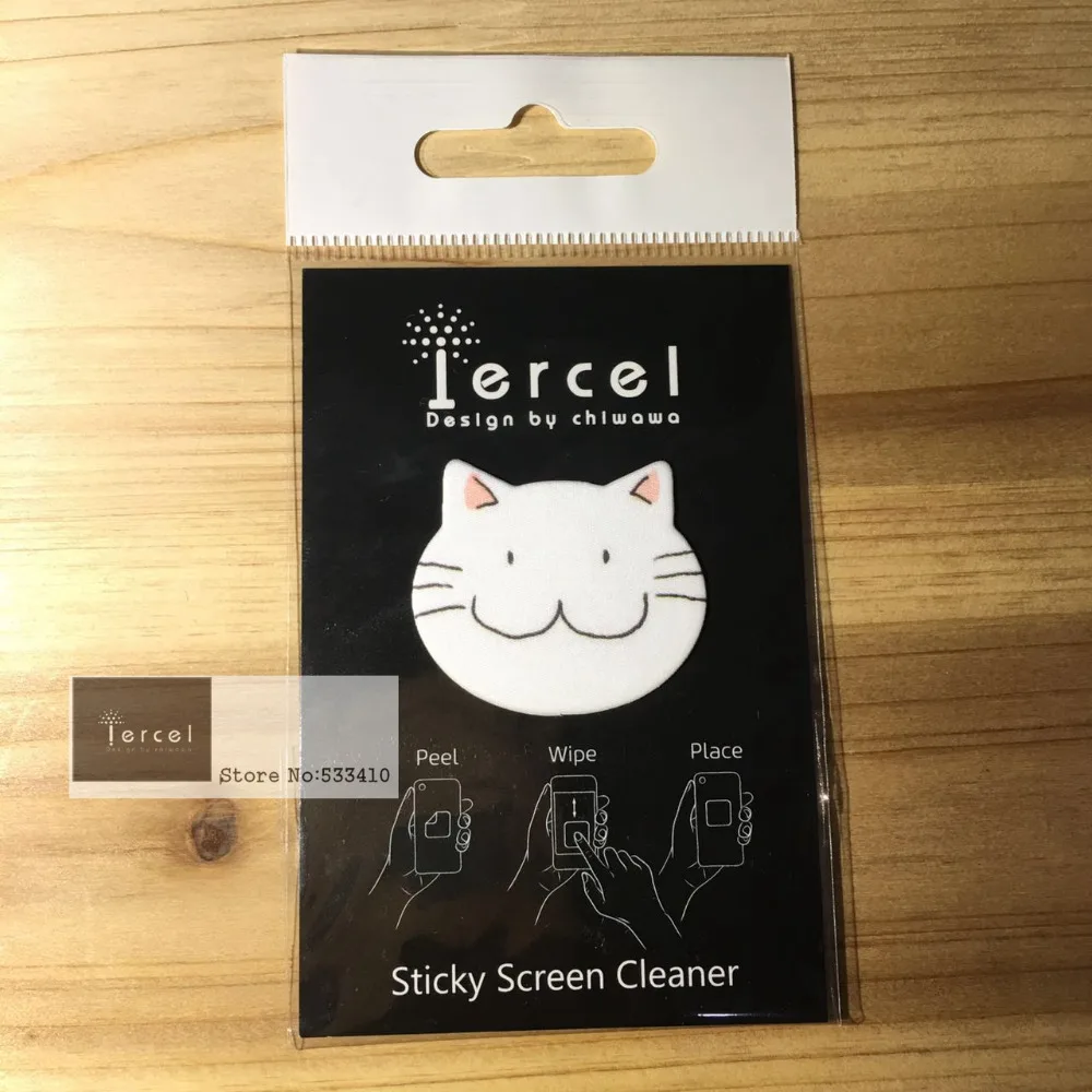 

100pc/lot 35*30mm customized cute cat design mobile screen sticky cleaner with free shipping by DHL express