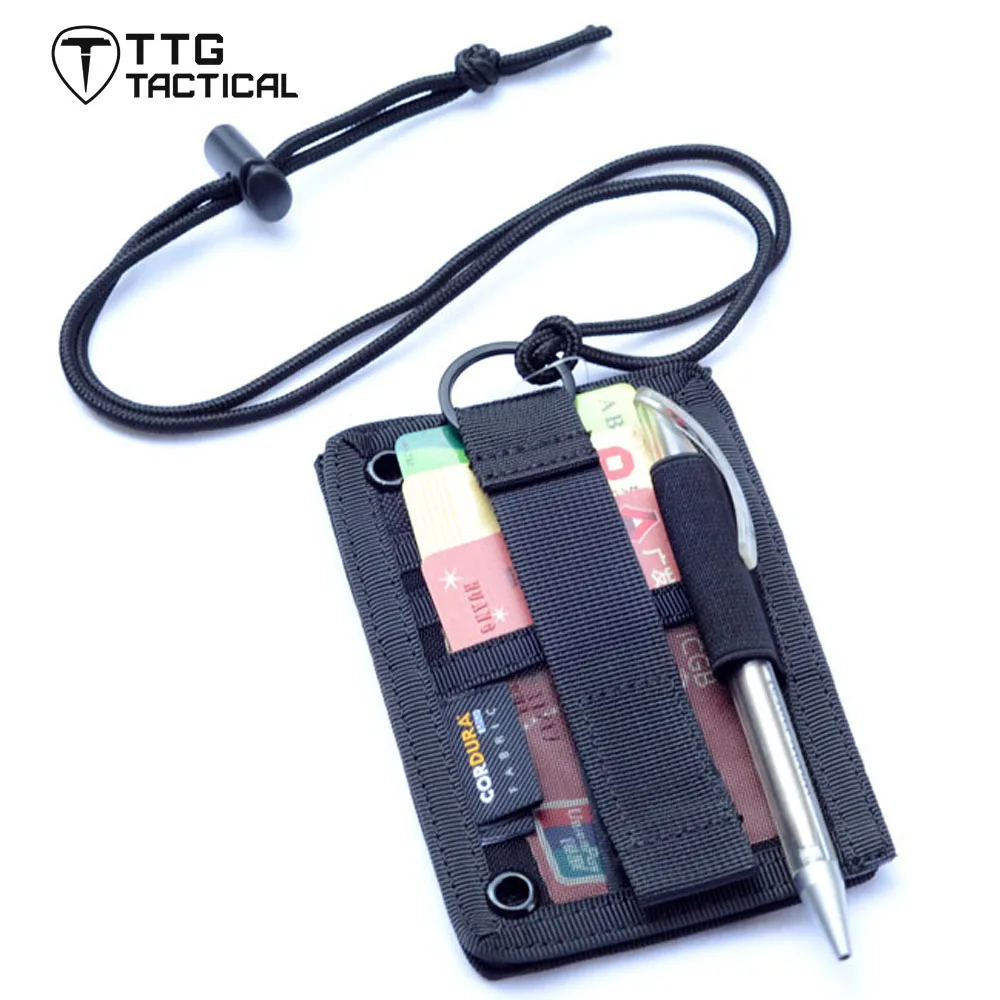 TTGTACTICAL Military Tactical Patch ID Card Holder Neck Badge Pen Holder Neck Lanyard w/ Key Ring and Credit Card Organizers