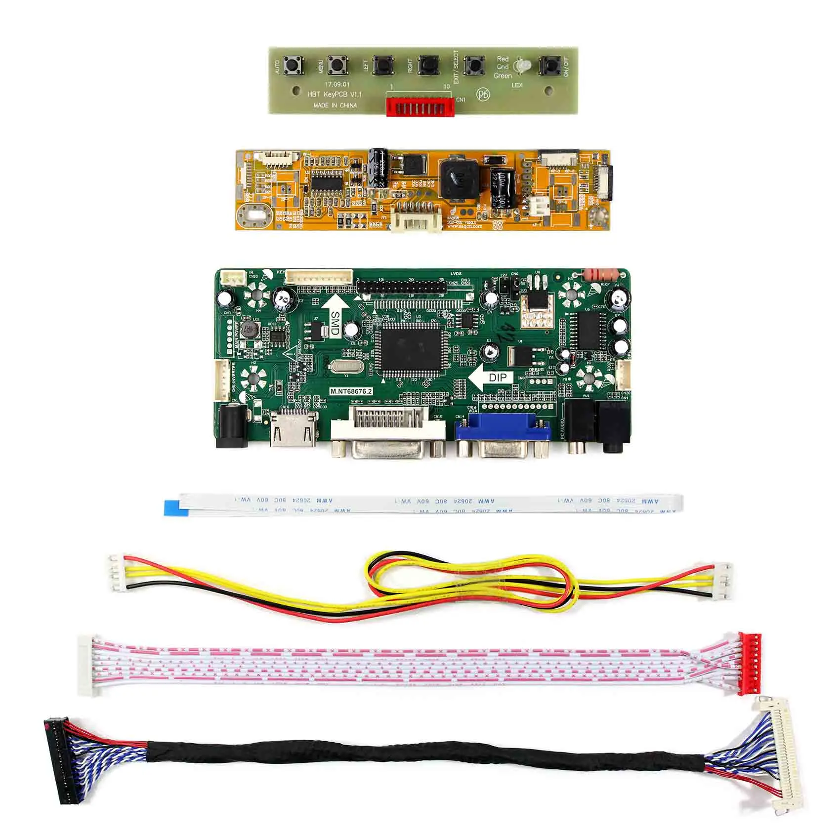 For 19inch LCD Screen HD MI DVI VGA AUDIO LCD Controller Board Inverter Board 1440x900 Resolution M.NT68676