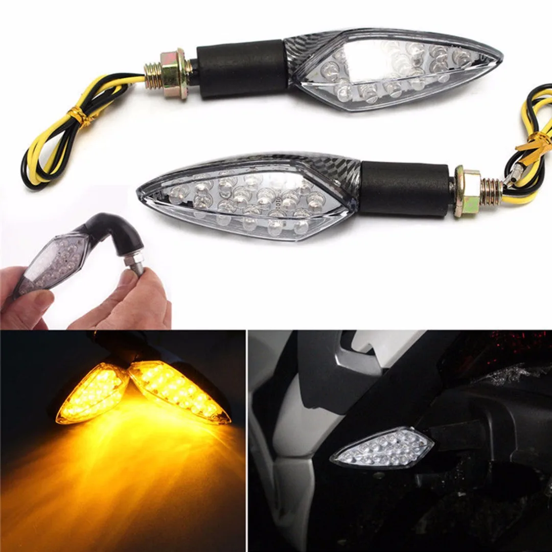 

JXLCLYL 2pcs 12V LED Motorcycle Turn Signal Indicator Light Amber For Honda Suzuki