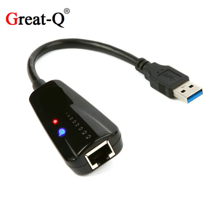 USB 3.0 10/100/1000Mbps Gigabit Ethernet RJ45 rj-45  External Network Card LAN Adapter adaptator cable cord with LED light