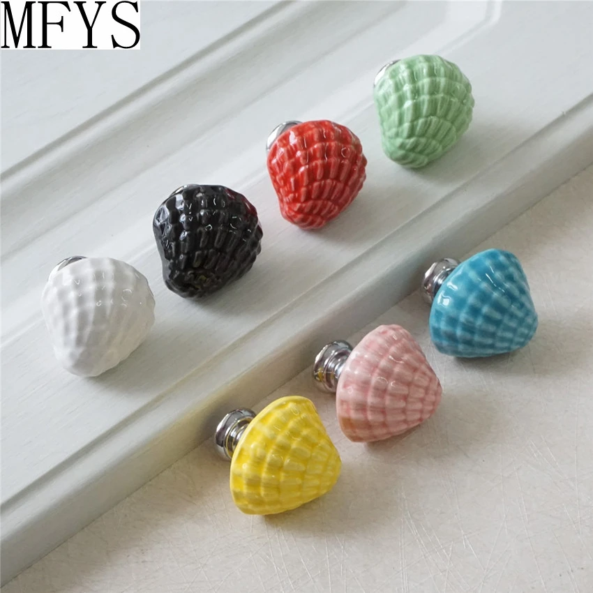 1 PC Ceramic Cabinet Handles for Children's Room Kitchen Cupboard Door Knobs Home Decorative Various Colors Furniture Hardware