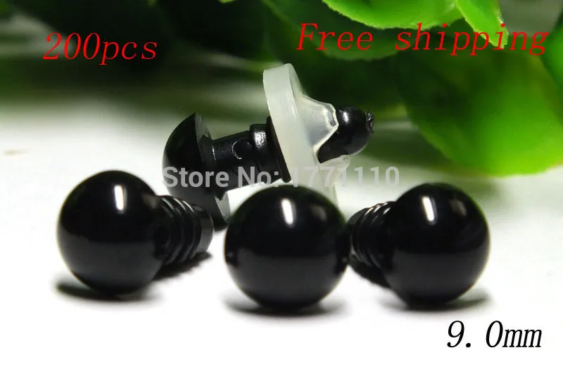 Free ShippingWholesale 1000pcs 9mm And 1000pcs 6mm Black Safety Eyes For Emma Lai