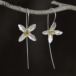 Uini-Tail hot new 925 Tibetan silver earrings Thailand Chiang Mai literary handmade flower earrings beautiful fresh fashion