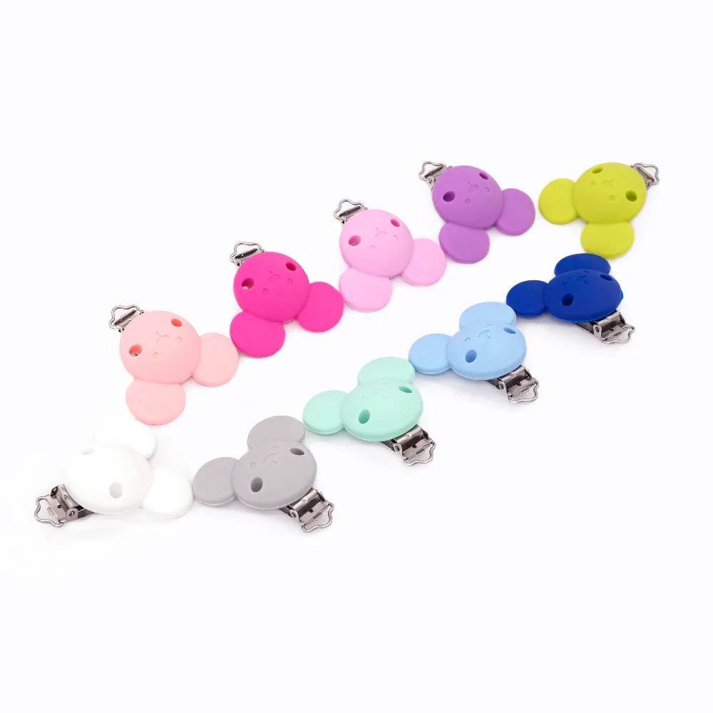 Sutoyuen 50Pcs BPA Free Silicone Pacifier Clips Mickey Dummy Teether Chain Holder DIY Baby Chewable Jewelry Toy Accessories