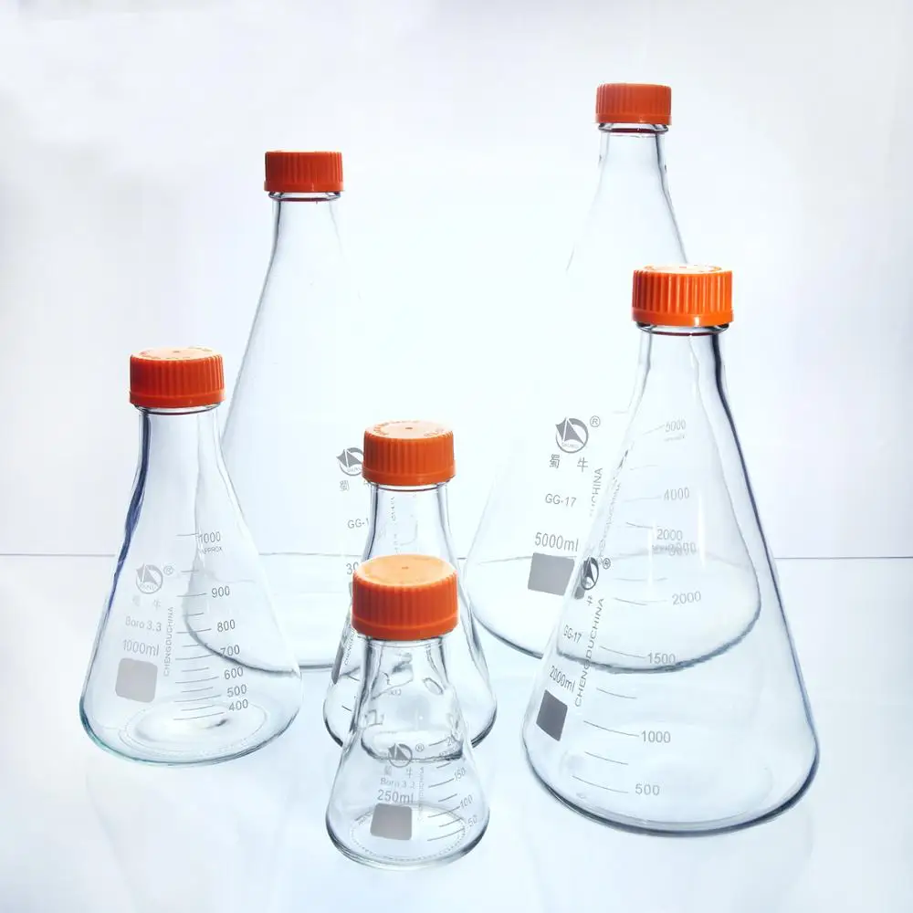 3pcs/set Screw Cap Conical Flask high borosilicate glass thicked type Erlenmeyer flask High Temperature Resistance GL45