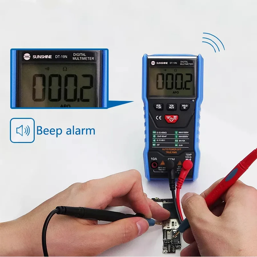 SUNSHINE DT-19N Mini Smart Multimeter Range Mobile Phone Repair Digital Multimeter AC DC Resistance Tester