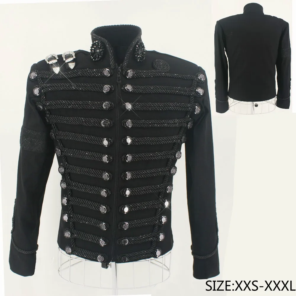 Rare MJ Michael Jackson England Style Retro Black Militray Jacket Handmade Punk Men Outerwear Tailor Made High Quality